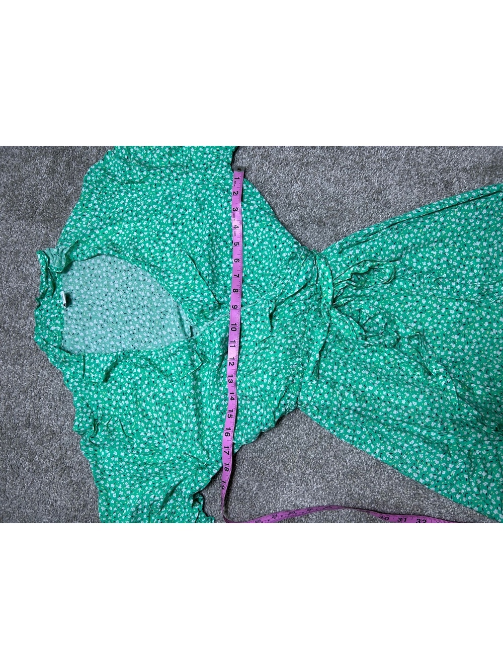 Old Navy Green Floral Wrap Midi Dress Women’s Medium Ruffle V-Neck Casual - Picture 2 of 11